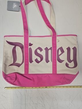Pink Canvas Tote Bag with Logo Detail